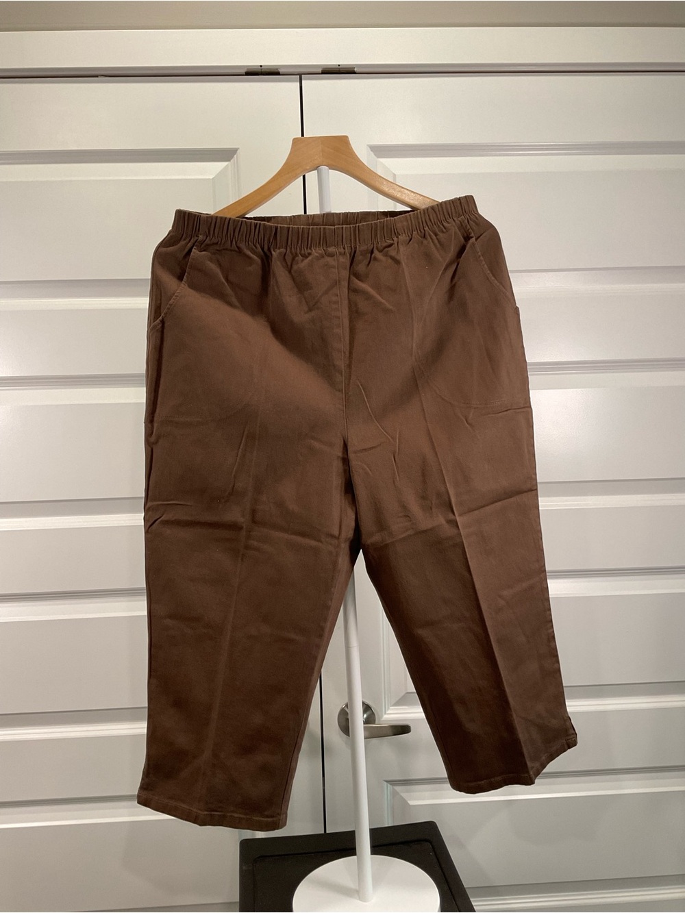 Denim&Co Brown Elastic Waist Capris